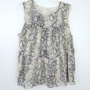 Gilli Tank Blouse Snakeskin Print Cream Neutral 0X Plus Size Sleeveless Flowy